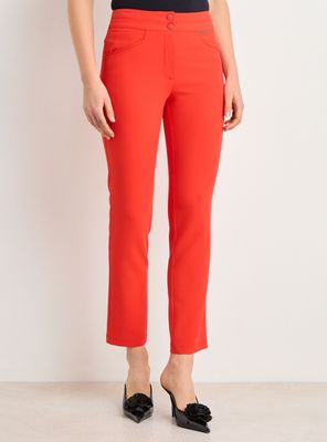 Pantalón Doble Botón Bolsillos Diagonales con Adornos