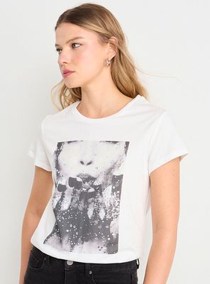 Polera de Manga Corta Estamado Front Bn