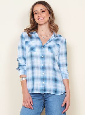 Imagen 1 del producto Blusa Manga Larga Escocés Abotonada en Delantero