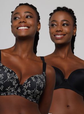 Pack 2 Sostén Diseño Liso y Estampado Copa D