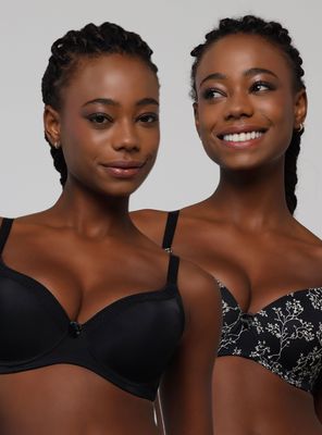 Pack 2 Sostén Color Liso y Floral Copa C