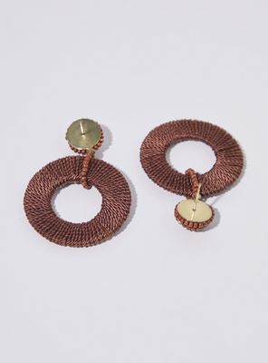 Imagen 2 del producto Aros Colgantes Curvos de Raffia y Mostacilla