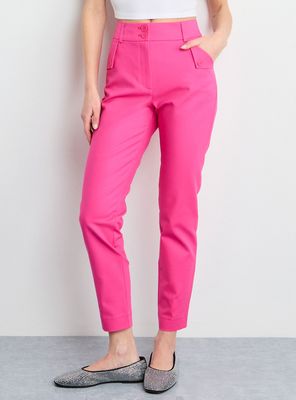 Pantalón Liso Regular Fit de Tiro Alto