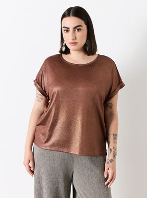 Polera Metalizada Manga Kimono