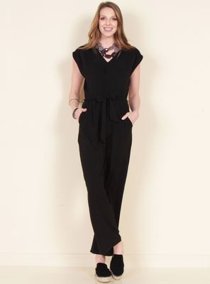 Enterito Manga Corta Escote V con Lazo en Cintura