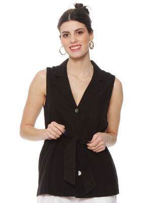 Imagen 1 del producto Blazer sin Manga Lino con Lazo en la Cintura