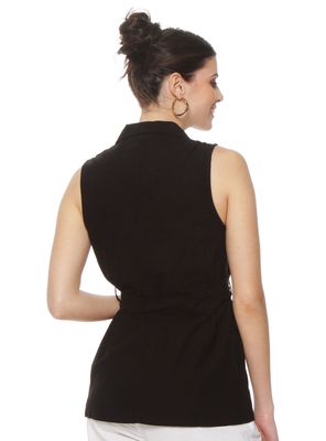 Imagen 2 del producto Blazer sin Manga Lino con Lazo en la Cintura