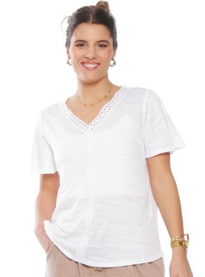 Imagen 1 del producto Polera Manga Corta Sólida Escote V con Aplicación