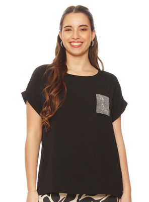 Blusa Sólido Escote Redondo