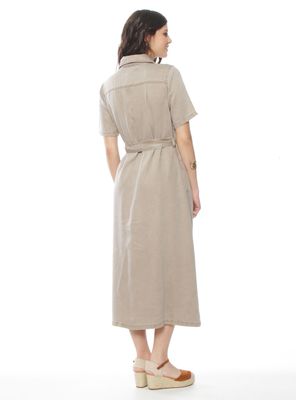 Imagen 2 del producto Vestido Manga Corta Lyocell con Lazo en Cintura y Bolsillo