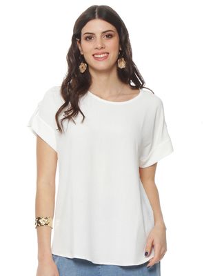 Blusa Manga Corta Escote Redondo Holgada
