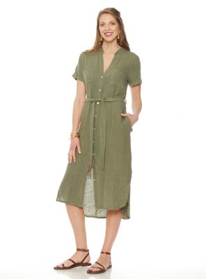 Vestido Camisero Abotonado de Lino