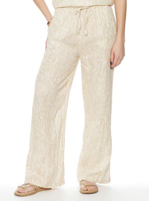 Pantalón Lino Estampado Recto Tiro Alto