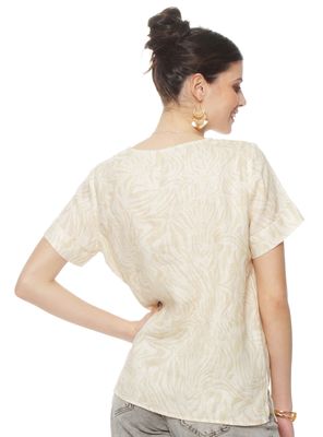 Imagen 2 del producto Blusa Manga Corta Lino Estampado Escote Redondo