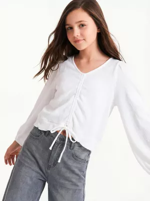 Blusa Manga Globo con Recogido Frontal