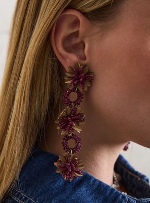 Imagen 2 del producto Aros Cascada de Mostacillas Diseño Flor