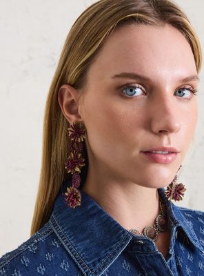 Imagen 1 del producto Aros Cascada de Mostacillas Diseño Flor