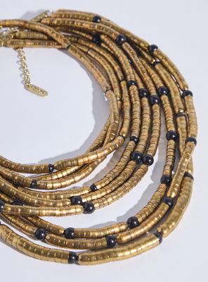 Imagen 2 del producto Collar Correa Múltiple con Mostacillas Doradas y Negras