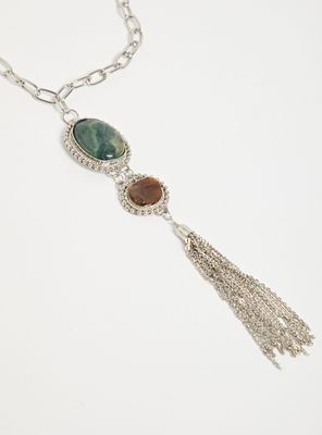 Imagen 2 del producto Collar Largo con Piedras Naturales y Detalle Pompón