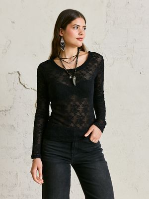 Polera Encaje Escote en Espalda