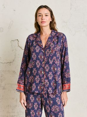 Pijama 2 Piezas Full Estampado Aplicación Satín