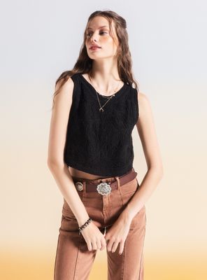 Polera Full Bordada con Cordones