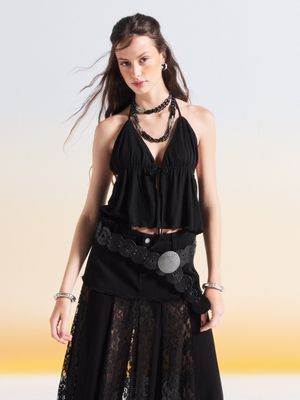 Polera Cut Out Pabilos Look Crepé