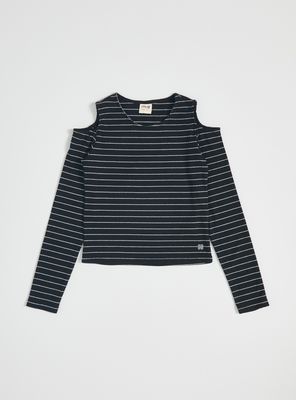 Imagen 2 del producto Polera Abertura Hombros y Rayas Lurex