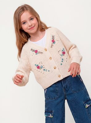 Imagen 1 del producto Chaleco Chenille Cuello V y Flores Bordadas