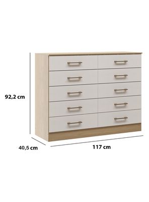 Imagen 2 del producto Comoda 10 Cajones Blanca Roble Dakar Exit