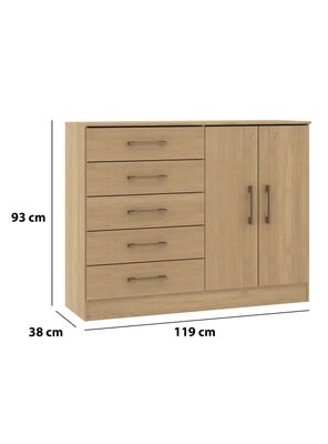 Imagen 2 del producto Comoda 5 Cajones 2 Puertas Roble Dakar Exit