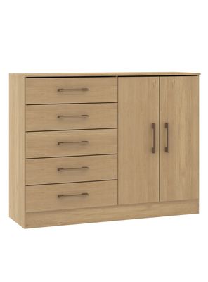 Comoda 5 Cajones 2 Puertas Roble Dakar Exit