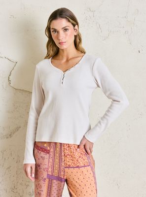 Polera Pijama Ármalo Textura Waffle con Botones