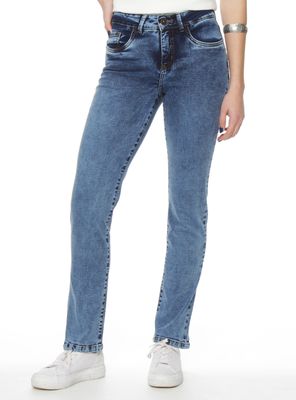 Jeans Slim Tiro Alto Pretina Botón Push Up