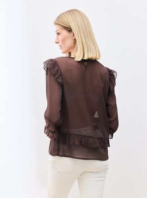 Imagen 2 del producto Blusa de Gasa Estampada y Vuelos