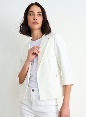 Blazer Liso de Tope con Solapa y Bolsillos