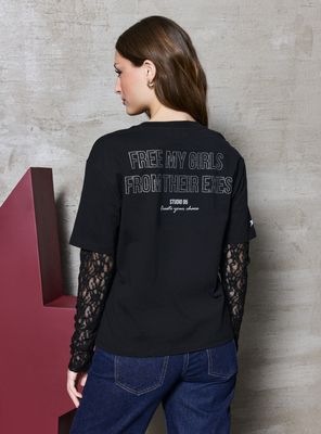 Imagen 2 del producto Polera Manga Encaje Colab Studio 95