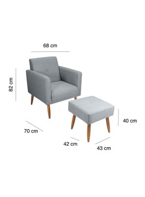 Imagen 2 del producto Poltrona con Puff Pequim Gris
