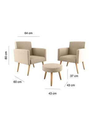 Imagen 2 del producto Set de 2 Poltronas y Puff Dallas