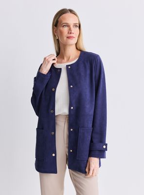 Chaqueta Larga con Bolsillos y Broches