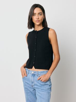 Sweater Vest Abotonado en Algodón Tejido