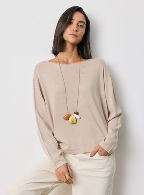 Sweater Fino Calce Fluido Hombro Caído Contiene Lino