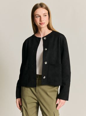 Chaqueta Crop sin Cuello