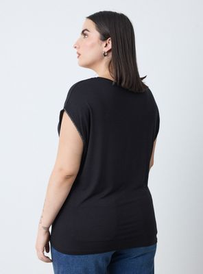 Imagen 2 del producto Polera Hombro Caído con Brillos en Puños