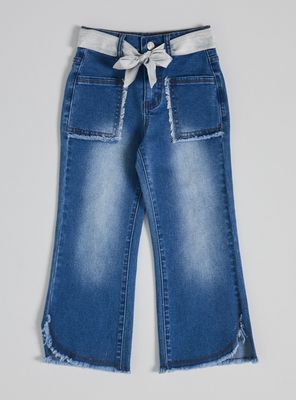 Imagen 2 del producto Jeans Flare Desflecado con Cinturón de Pañuelo