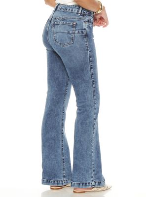 Imagen 2 del producto Jeans Flare Tiro Alto Pretina Básica un Botón Push Up
