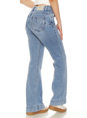 Imagen 2 del producto Jeans Flare Tiro Alto Bordado Pretina Básica 1 Push Up