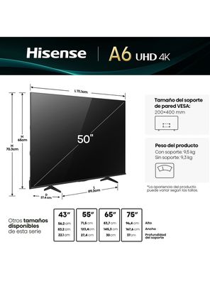 Imagen 2 del producto LED Smart TV 50'' 4K UHD 50A6NV