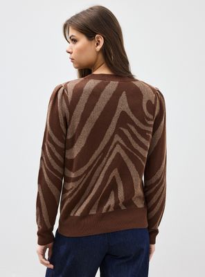 Imagen 2 del producto Sweater Diseño Jacquard Manga Abullonada con Hilo Metalizado