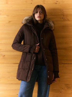 Imagen 1 del producto Parka Larga Acolchada con Capucha y Piel Desmontable